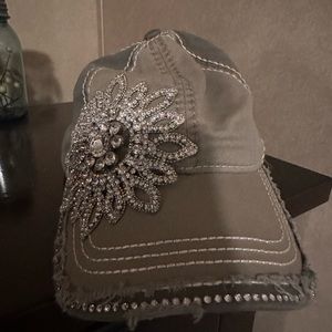 Embellished ball cap with crystals & velcro closure